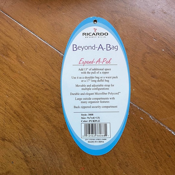 Expandable Bag Purple Ricardo Shoulder Bag Waist Pack Duffel Adjustable Strap - Picture 10 of 10